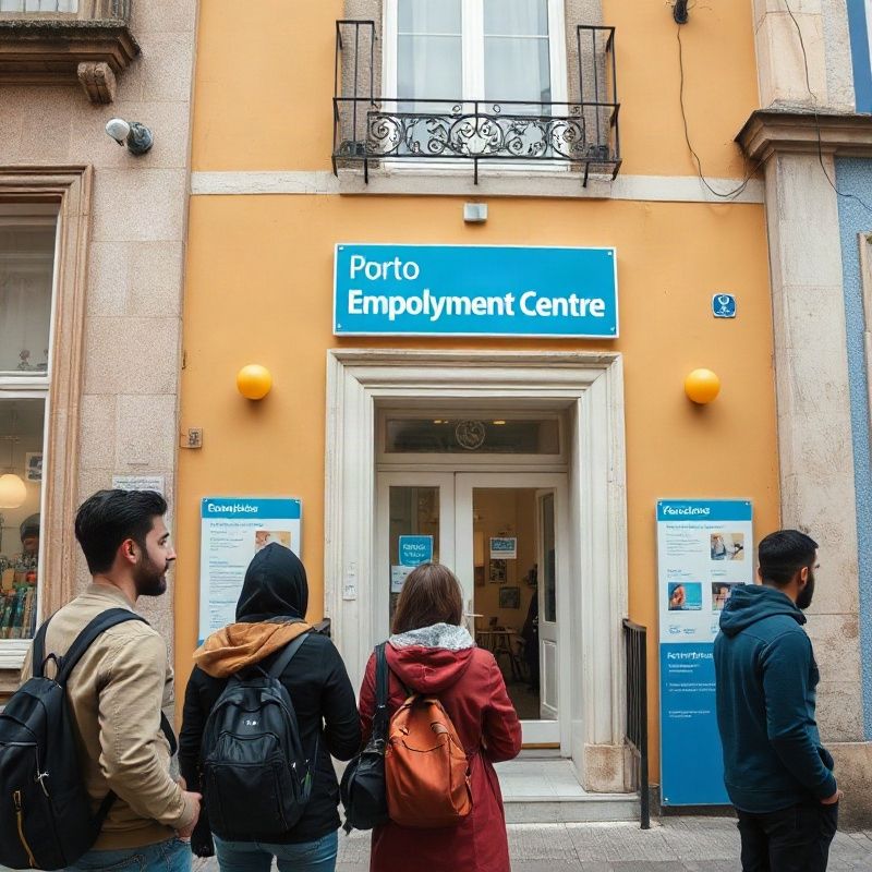 Jovens adultos à porta de um centro de emprego no Porto